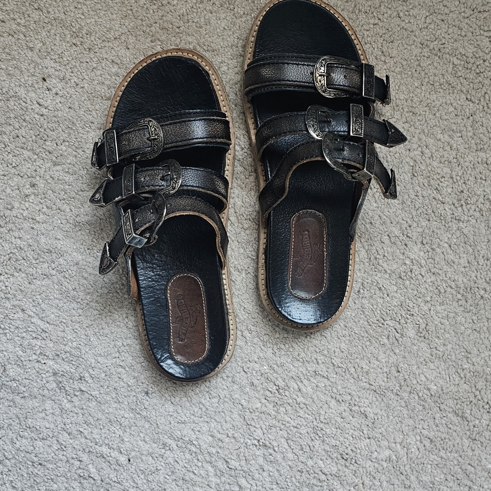 Freebird by Steven Black Leather Sandals
